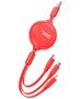 Hoco Cablu USB-A la Type-C, Lightning, Micro-USB, 2A, 1m - Hoco Double-Pull (X75) - Red 6931474767394 έως 12 άτοκες Δόσεις