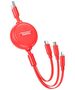 Hoco Cablu USB-A la Type-C, Lightning, Micro-USB, 2A, 1m - Hoco Double-Pull (X75) - Red 6931474767394 έως 12 άτοκες Δόσεις