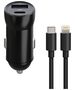 Maxlife MXCC-04 PD QC car charger 1x USB-C 1x USB 20W black + USB-C - Lightning cable 27W