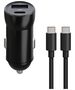 Maxlife MXCC-04 PD QC car charger 1x USB-C 1x USB 20W black + USB-C - USB-C cable 60W