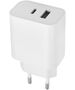 Maxlife MXTC-06 PD QC charger 1x USB-C 1x USB 30W white