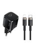 USAMS Usams - Wall Charger Kit (XFKXLOGTL01) - USB-C, PD 20W (T36) with Cable Type-C to Lightning , 1.2m, PD 20W (U63) - Black 6958444945507 έως 12 άτοκες Δόσεις