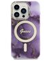 Guess case for iPhone 14 Pro 6,1&quot; GUHMP14LHTMRSU purple hard case Golden Marble MagSafe 3666339115852