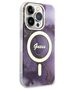 Guess case for iPhone 14 Pro 6,1&quot; GUHMP14LHTMRSU purple hard case Golden Marble MagSafe 3666339115852