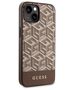 Guess case for iPhone 14 Plus 6,7&quot; GUHMP14MHGCFSEW brown harcase Magsafe Gcube PU Stripes 3666339112479