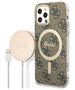 Guess set case + charger for iPhone 12 / 12 Pro 6,1&quot; GUBPP12MH4EACSW brown hard case 4G Print MagSafe 3666339102852