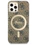 Guess set case + charger for iPhone 12 / 12 Pro 6,1&quot; GUBPP12MH4EACSW brown hard case 4G Print MagSafe 3666339102852