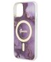 Guess case for iPhone 14 6,1&quot; GUHMP14SHTMRSU purple hard case Golden Marble MagSafe 3666339115838