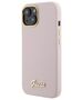 Guess case for iPhone 15 6.1&quot; GUHCP15SSMBSLP pink hardcase Silicone Script Metal Logo & Frame 3666339149185