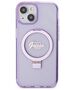 Guess case for iPhone 15 Plus 6,7&quot; GUHMP15MHRSGSU purple HC RING STAND MAGSAFE SCRIPT LOGO GLITTER 3666339156756