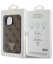 Guess case for iPhone 15 6.1&quot; GUHCP15SP4TDPW brown hardcase Leather 4G Triangle Strass 3666339146382