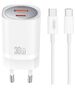 XO wall charger CE21 PD 33W 1x USB-C 1x USB white + cable USB-C - USB-C 6920680853915