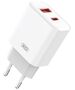 XO wall charger CE12 PD QC3.0 20W 1x USB 1x USB-C white + USB-C - Lightning cable 6920680844388