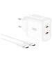 XO wall charger CE08 PD 50W 2x USB-C white + USB-C - USB-C cable 6920680845828