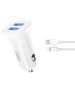 XO car charger TZ10 2x USB 2,4A white + USB-C cable 6920680875955