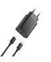 WIWU wall charger Wi-U001 PD 20W 1x USB-C black + cable USB-C - Lightning 6976195090079