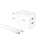 XO wall charger CE08 PD 50W 2x USB-C white + USB-C - Lightning cable 6920680845811