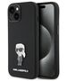 Karl Lagerfeld case for iPhone 15 Plus 6,7&quot; KLHCP15MSMHKNPK black HC SILICONE IKONIK METAL PIN 3666339166007