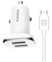 Car Charger 2.4A 2xUSB + Cable Micro USB KAKU Yufan Dual Port Charger (KSC-318) white 6921042112411