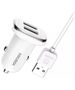 Car Charger 2.4A 2xUSB + Cable Micro USB KAKU Yufan Dual Port Charger (KSC-318) white 6921042112411