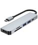 Splitter 6in1 USB HUB USB-C to 2xUSB + HDMI + USB-C + SD Card Reader + micro SD Adapter Tech-Protect V4-HUB grey 9589046919343