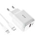 Wall Charger 20W USB-C PD + USB QC3.0 + Cable 1m USB-C - Lightning Tech-Protect C65W white 9490713929124