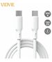 Cable 5A 100W ,.2m USB-C - USB-C VIDVIE CB493 white 6972169858430