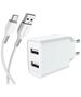 Wall Charger 2.4A 2x USB + Cable USB - USB-C Jellico C6 white 6973771102485