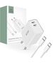 Wall Charger 2x USB-C PD 35W + Cable USB-C - USB-C white 9319456605570