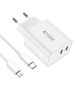 Wall Charger 2x USB-C PD 35W + Cable USB-C - Lightning white 9319456605587