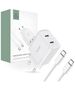 Wall Charger PD 20W 2x USB-C + Cable USB-C - USB-C Tech-Protect C20W white 9319456607291