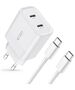 Wall Charger PD 20W 2x USB-C + Cable USB-C - USB-C Tech-Protect C20W white 9319456607291