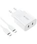 Wall Charger PD 20W 2x USB-C + Cable USB-C - USB-C Tech-Protect C20W white 9319456607291