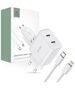 Wall Charger PD 20W 2x USB-C + Cable USB-C - Lightning Tech-Protect C20W white 9319456607307