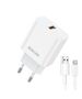 Wall Charger 22,5W QC3.0 USB + Cable USB - Lightning Jellico AK165 white 6974929204143