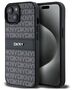 DKNY case for iPhone 15 Plus 6,7&quot; DKHCP15MPRTHSLK HC PU black repeat texture pattern w tonal stripe 3666339260408