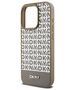 DKNY case for iPhone 15 Pro 6,1&quot; DKHMP15LPSOSPW brown HC Magsafe pu repeat pattern w bottom stripe 3666339262099