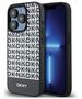 DKNY case for iPhone 15 Pro 6,1&quot; DKHMP15LPSOSPK black HC Magsafe pu repeat pattern w bottom stripe 3666339262235