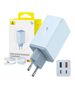 Baseus Charger for 2x USB Socket, 2x Type-C, 65W + Type-C to Type-C Cable - Baseus (P10162701313-00) - Blue 6932172644451 έως 12 άτοκες Δόσεις