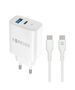 Forever TC-07 PD QC charger 1x USB-C 1x USB 30W white + USB-C - USB-C cable 60W 5907457738447