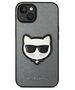 Original Case IPHONE 14 Karl Lagerfeld Hardcase Saffiano Choupette Head Patch silver 3666339076993