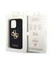 Guess case for iPhone 15 6.1&quot; GUHCP15SPSP4LGK black hardcase Leather Perforated 4G Glitter Logo 3666339151287