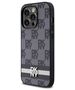 Original Case IPHONE 14 PRO DKNY Hardcase Leather Checkered Mono Pattern & Printed Stripes (DKHCP14LPCPTSSK) black 3666339263171