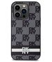 Original Case IPHONE 14 PRO DKNY Hardcase Leather Checkered Mono Pattern & Printed Stripes (DKHCP14LPCPTSSK) black 3666339263171