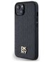 Original Case IPHONE 13 / 14 / 15 DKNY Hardcase Leather Monogram Pattern Metal Logo MagSafe (DKHMP14SPSHRPSK) black 3666339261474