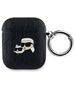 Original Case APPLE AIRPODS Karl Lagerfeld Cover Monogram Karl & Choupette Head black 3666339283551