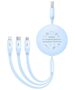 Charging Cable 3w1 Baseus USB to USB-C, USB-M, Lightning 3,5A, 1,1m (blue) 6932172645502