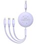 Charging Cable 3w1 Baseus USB to USB-C, USB-M, Lightning 3,5A, 1,1m (purple) 6932172645519