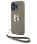 Original Case APPLE IPHONE 15 PRO DKNY Hardcase Wrist Strap Stock Logo (DKHCP15LPBSWSE) beige 3666339264895