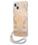 Case IPHONE 13 MINI Guess Hardcase Flower Strap (GUHCP13SHFLSD) gold 3666339040512